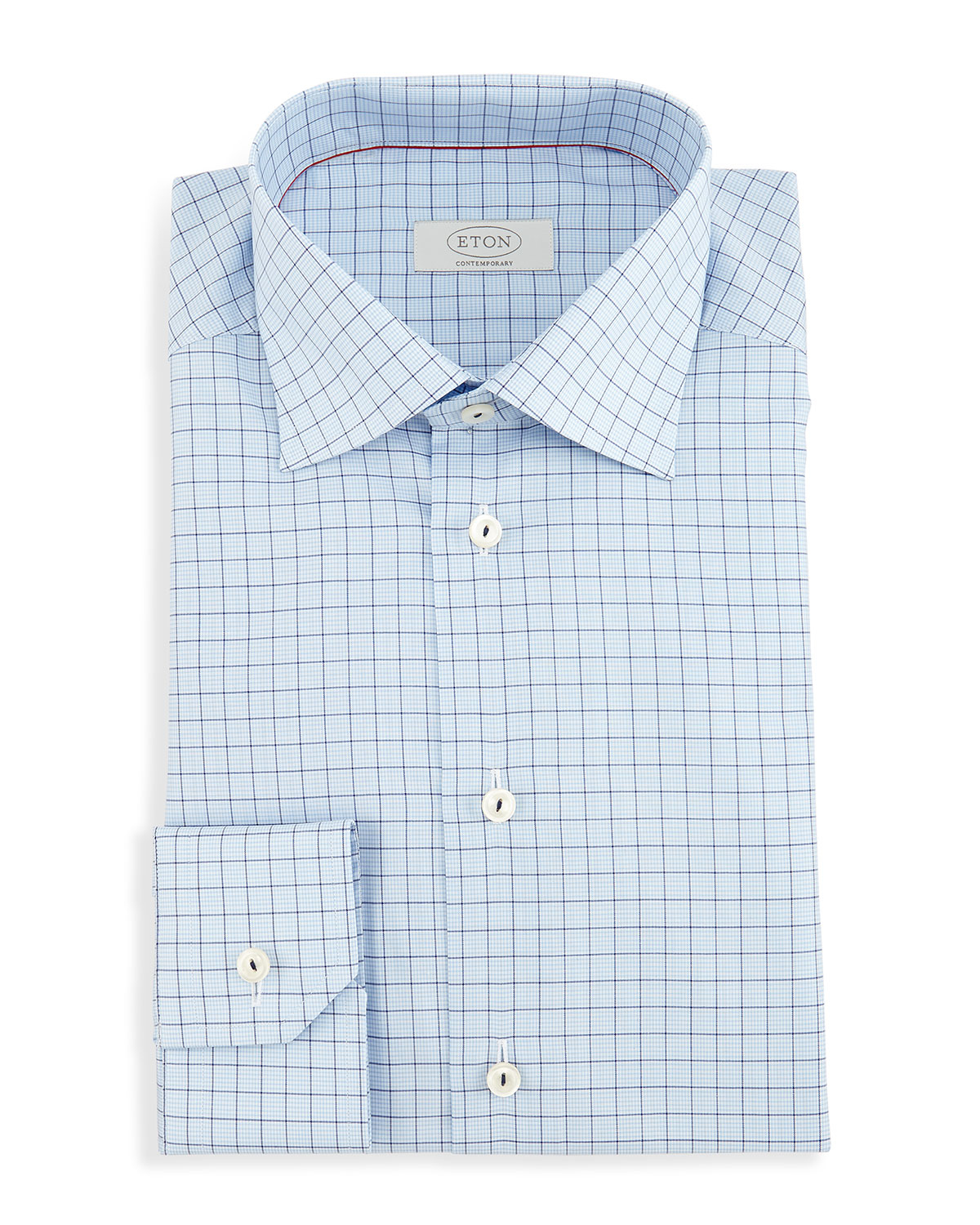 Eton of Sweden | Blue Contemporary-Fit Gingham-Windowpane Woven Dress ...