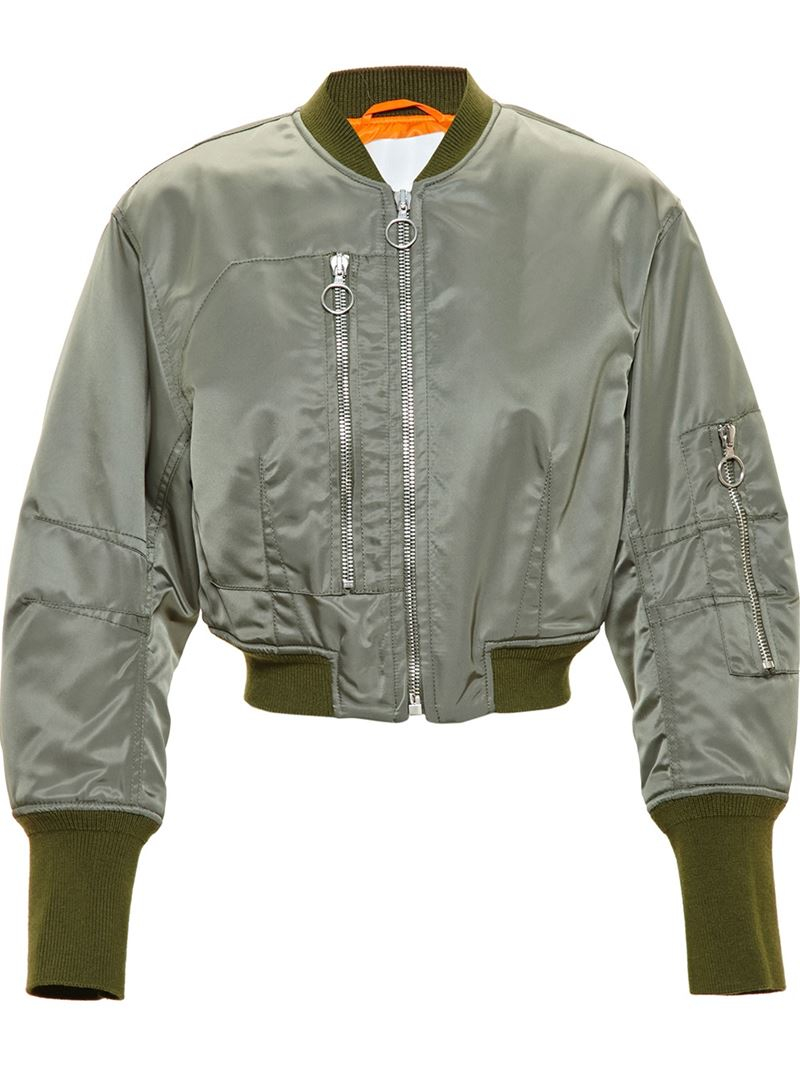 Lyst - 3.1 phillip lim Cropped Bomber Jacket in Gray