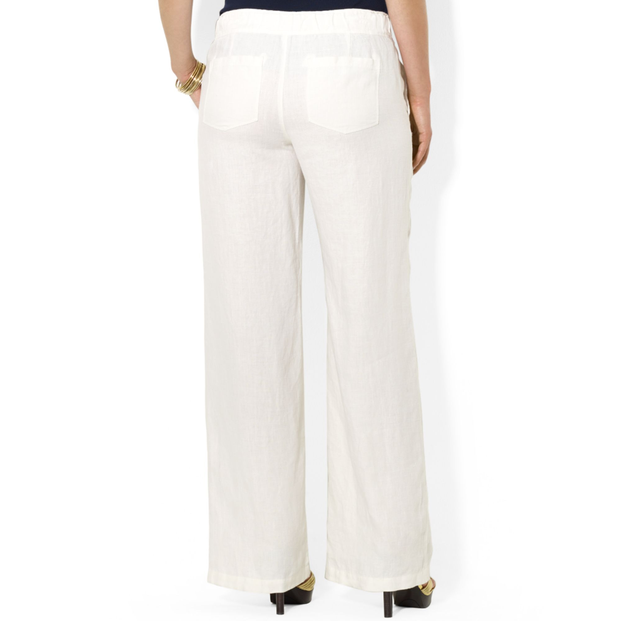 Lyst - Lauren By Ralph Lauren Plus Size Wideleg Linen Pants in White