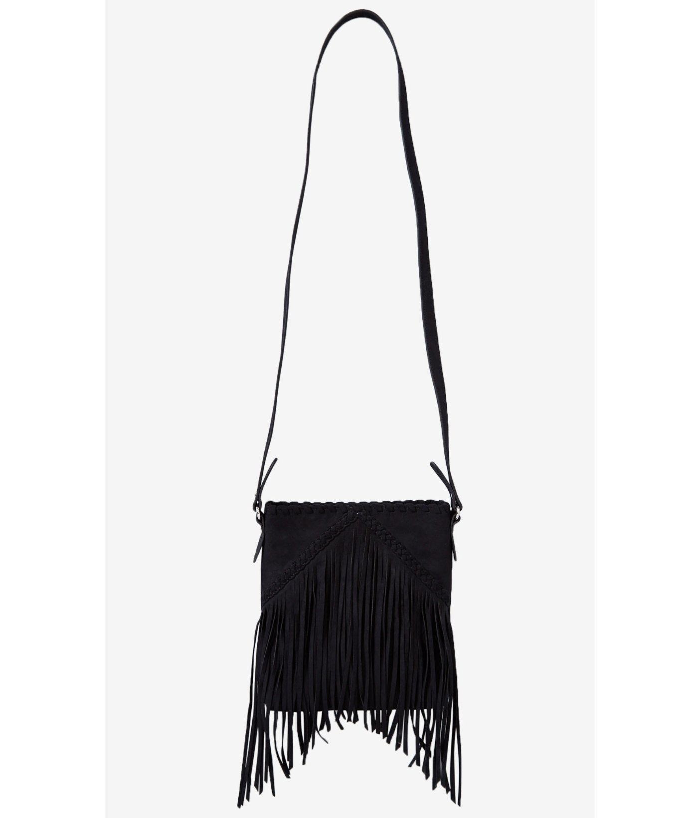 Lyst Express Faux Suede Fringe Cross Body Bag In Black Gallery Women S Fringed Bags