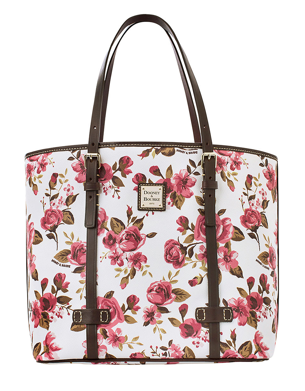 Dooney & Bourke Floral Print Coated Cotton Shopper Bag in White | Lyst
