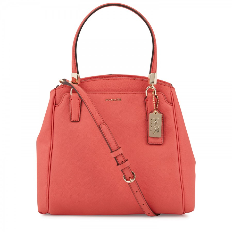 Coach Madison Minetta Saffiano Leather Tote in Red | Lyst