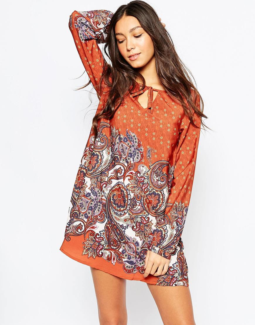 orange paisley dress
