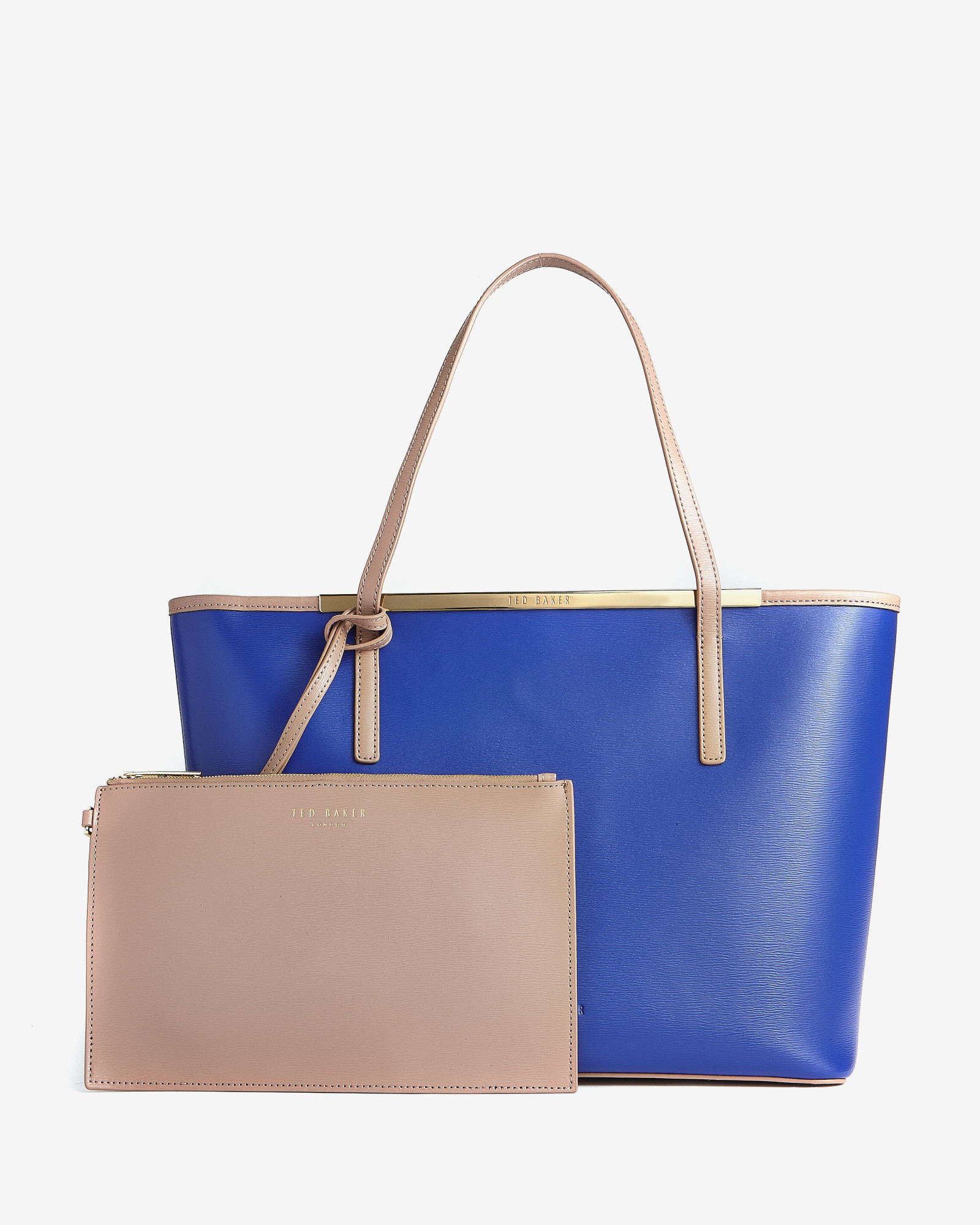 Lyst - Ted Baker Colour Block Leather Shopper Bag in Blue