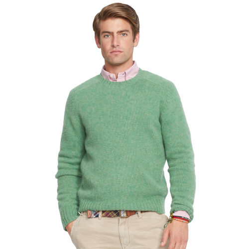 Polo ralph lauren Shetland Wool Crewneck Sweater in Green for Men | Lyst