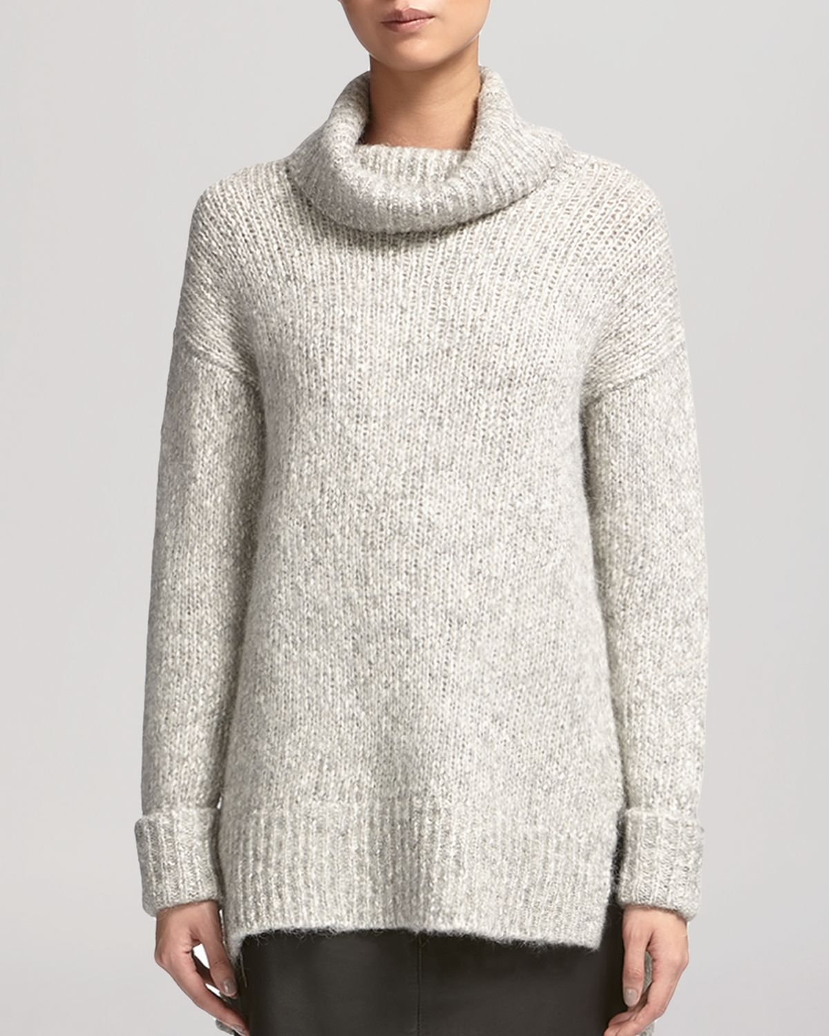 Whistles Sweater - Roll Neck Textured Oversized in Gray (Pale Grey ...