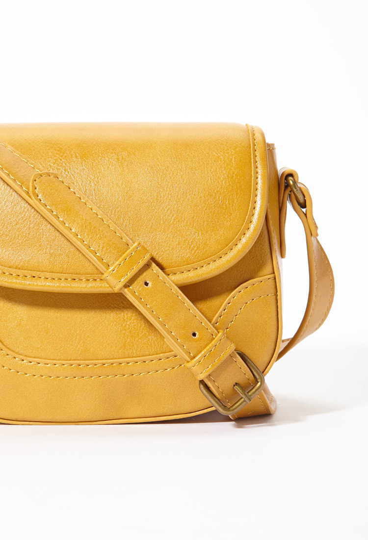 Lyst - Forever 21 Miniature Crossbody Saddle Bag in Yellow