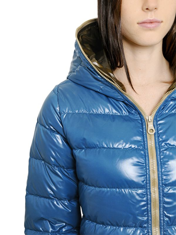 Lyst - Duvetica Ace Hooded Shiny Nylon Down Jacket in Blue