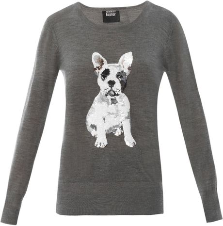Markus Lupfer Natalie French Bulldog Sequin Sweatshirt in Gray (Grey ...