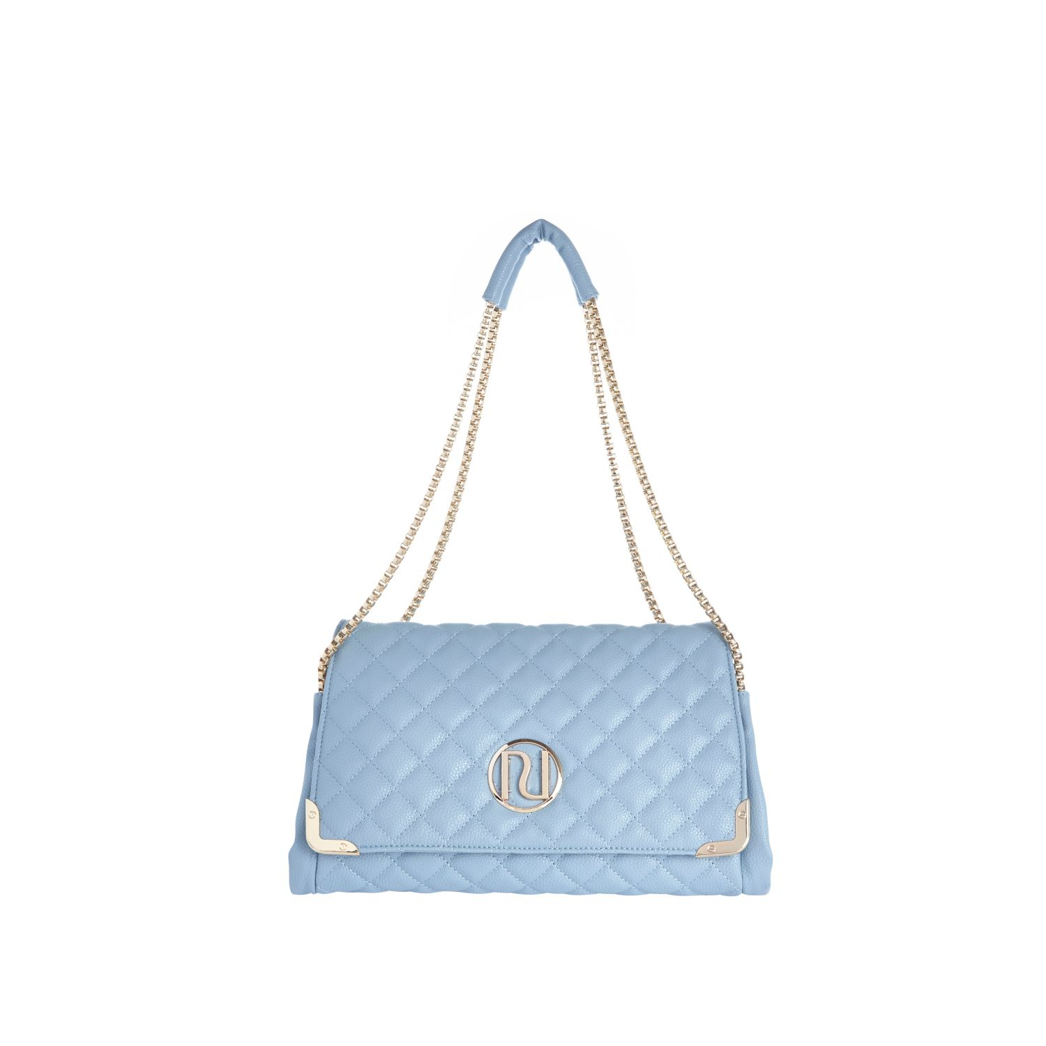 light blue quilted bag