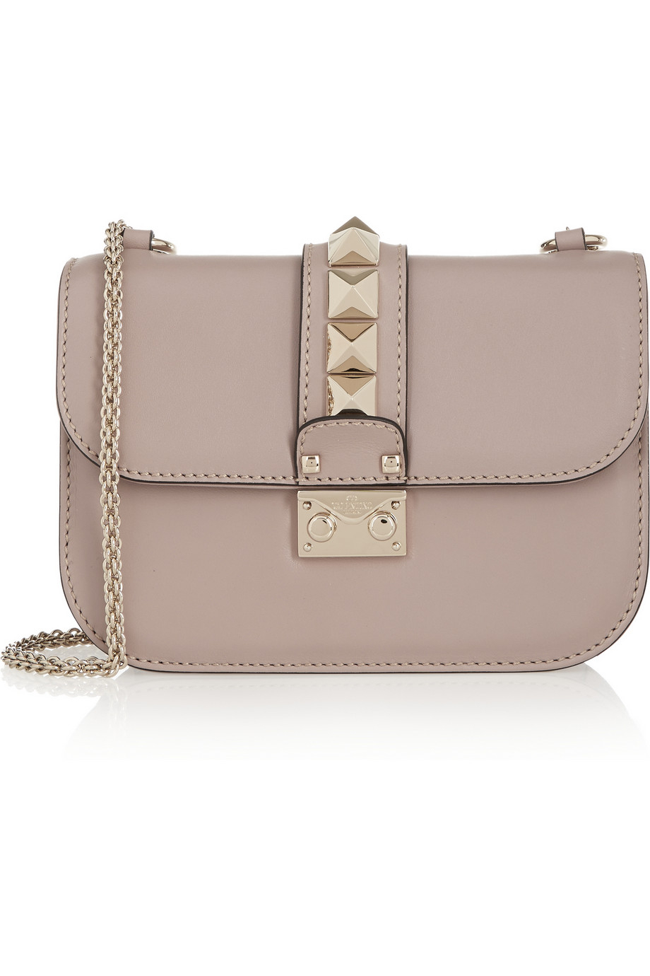 Valentino Lock Small Leather Shoulder Bag in Beige (blush) | Lyst