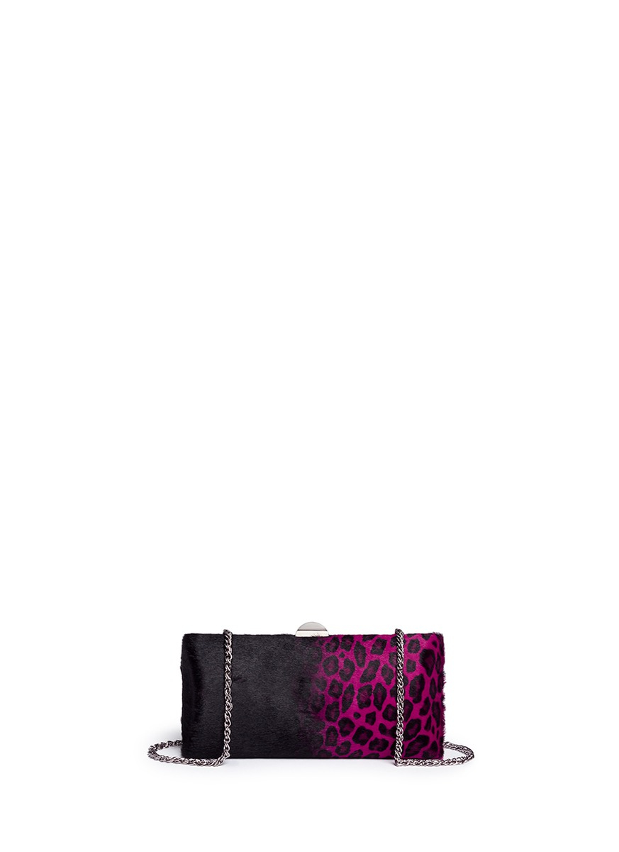 Lyst Rodo Dégradé Leopard Print Pony Hair Clutch in Pink