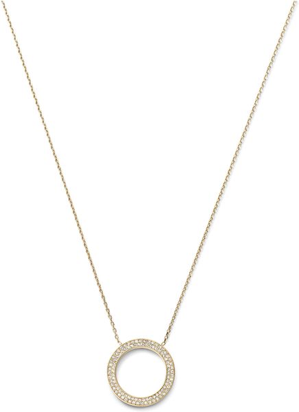 Michael Kors Pave Circle Pendant Necklace Silver Color in Gold | Lyst