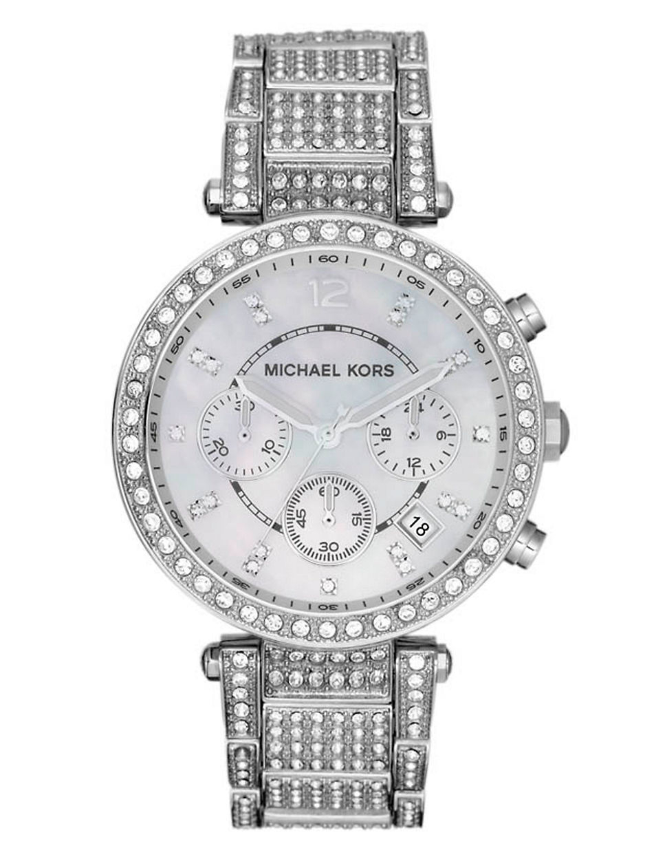 Lyst - Michael Kors Ladies Parker Chronograph Glitz Watch in Metallic