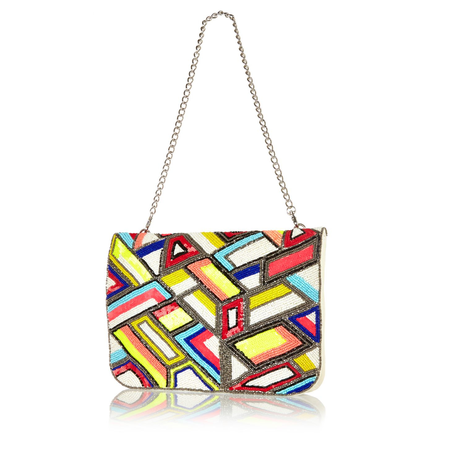 River Island Multicoloured Geometric Beaded Clutch Bag Lyst Gallery