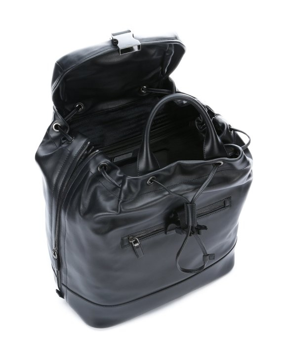 Prada Black Leather Expandable Convertible Backpack Tote in Black ...  