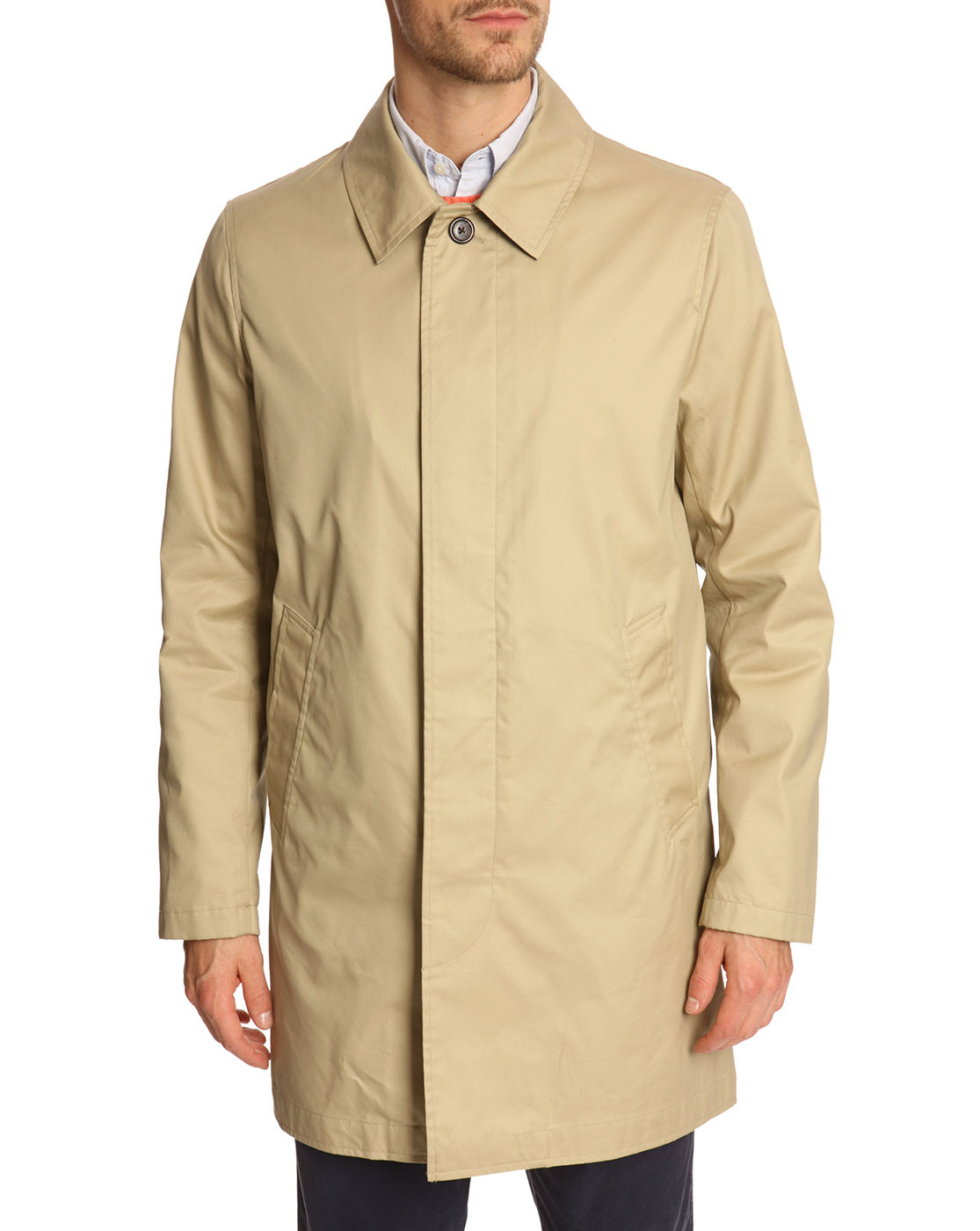 Gant Contrasted Collar Beige Cotton Raincoat in Beige for Men | Lyst