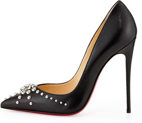 Christian Louboutin Door Knock Leather Red Sole Pump Black in Silver ...