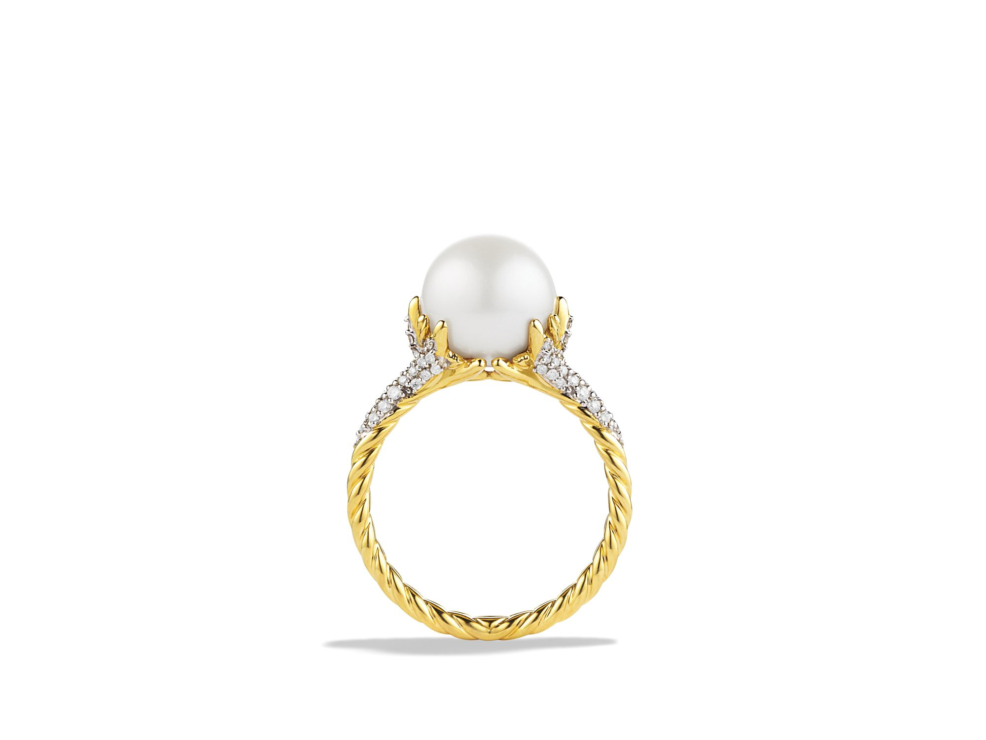 David yurman Starburst Pearl Ring With Diamonds In Gold in Yellow Lyst