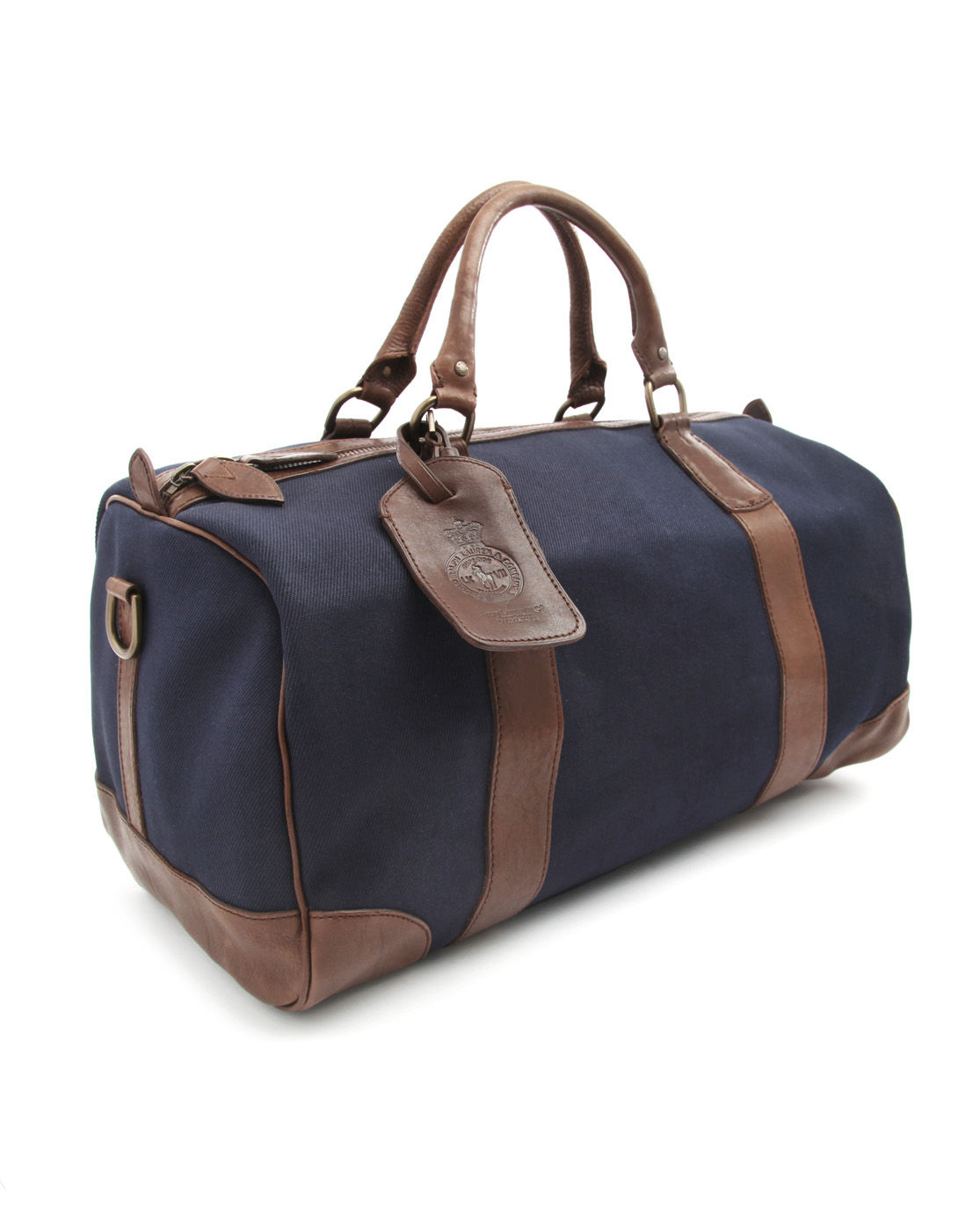 Polo ralph lauren Canvas and Leather Navy Blue Weekend Bag in Blue for ...