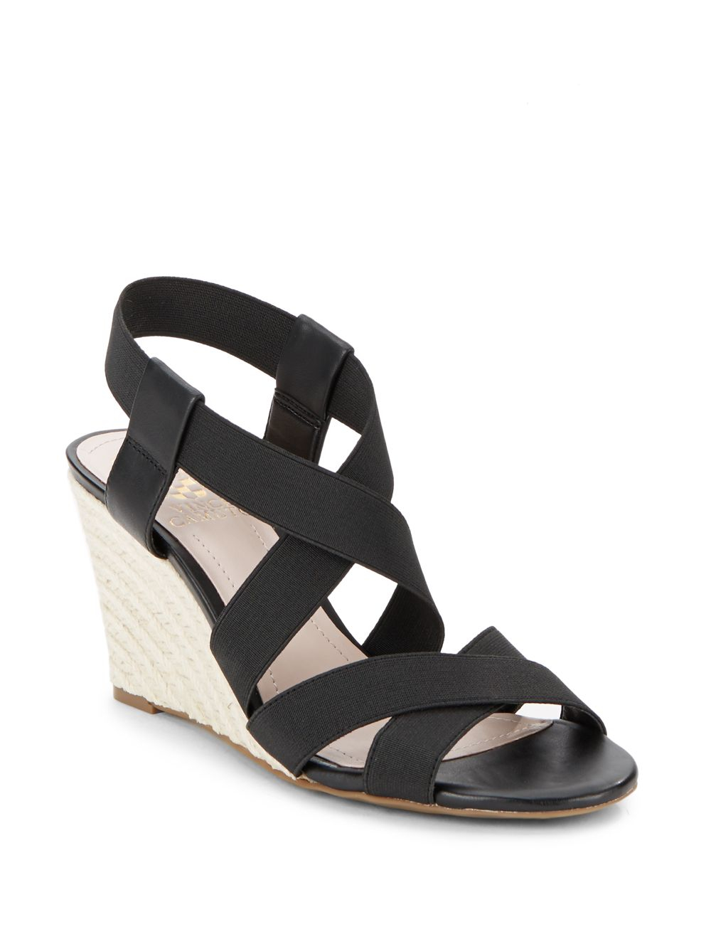 Vince camuto Hadassa Strappy Espadrille Wedge Sandals in Black | Lyst