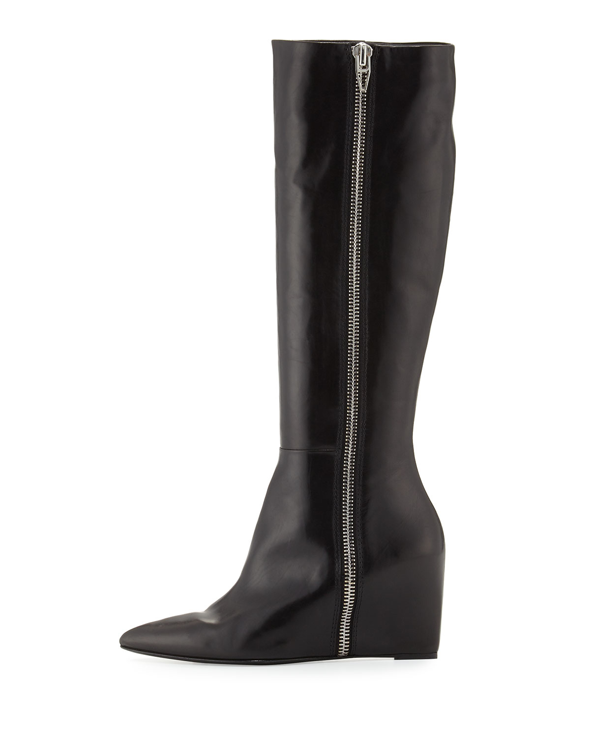 Alexander Wang Lea Tall Leather Wedge Boot in Black - Lyst