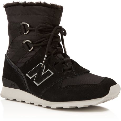 Download New Balance | Black Faux Fur High Top Sneakers | Lyst