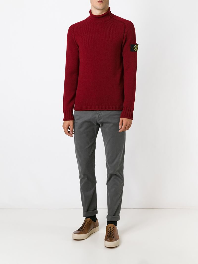 Stone island Turtle Neck Sweater in Red for Men