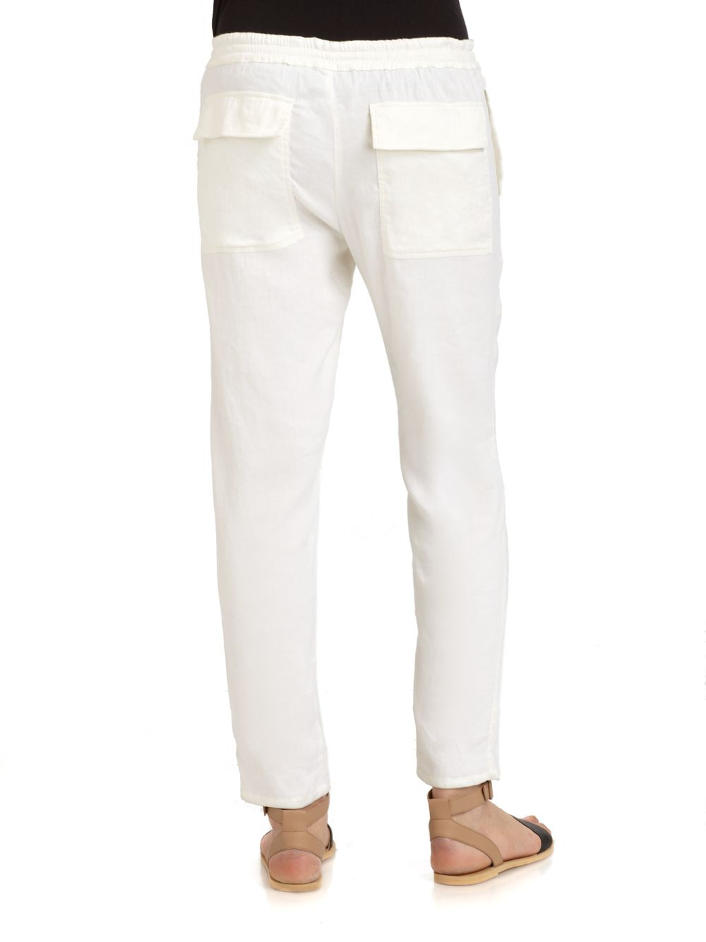 Lyst - Vince Stretch Linen Jogger Pants in White