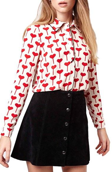 red love heart blouse