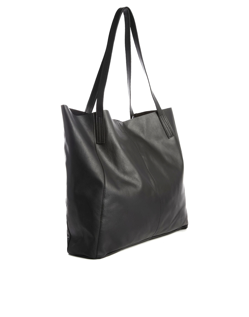 Lyst - Asos Leather Shopper Bag in Black