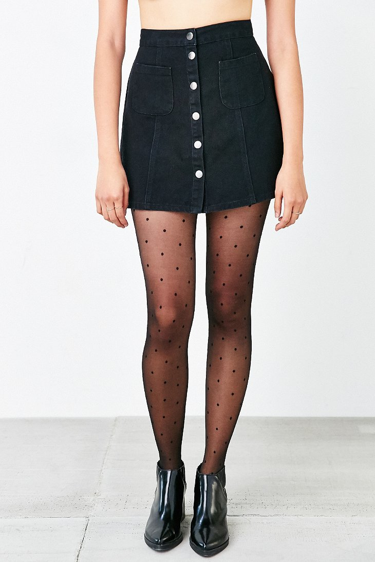 Bdg Twill Button Front A-line Skirt in Black | Lyst