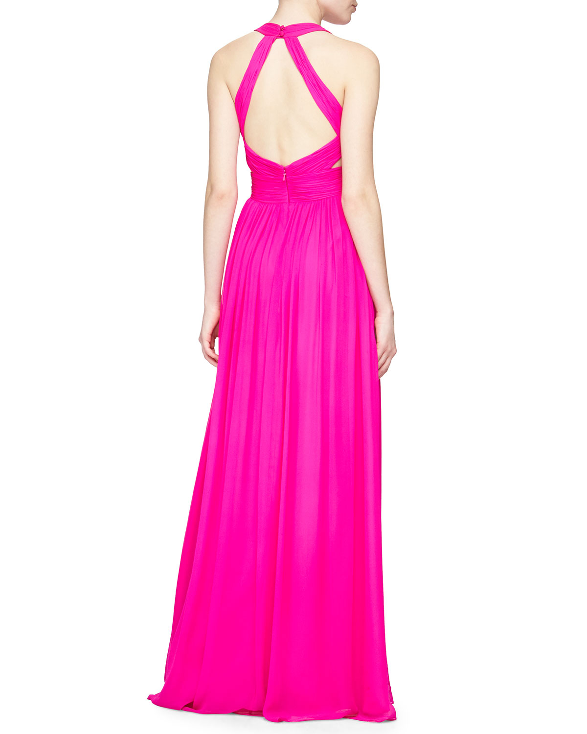 aidan mattox cutout silk gown