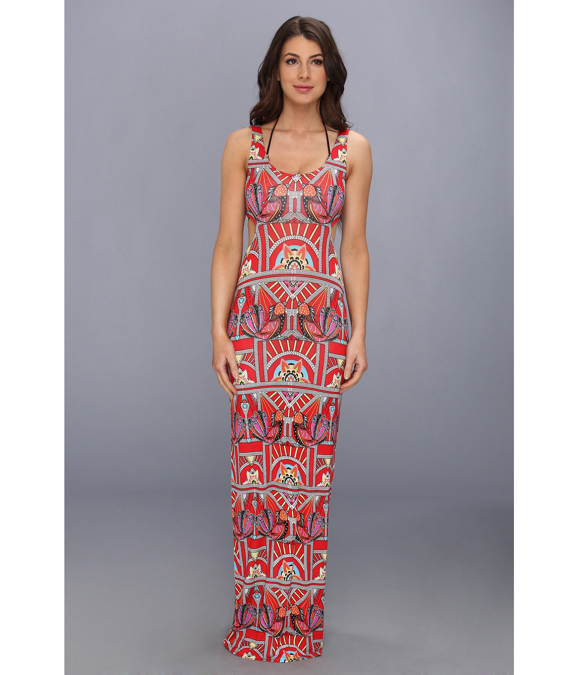 Mara Hoffman Cutout Maxi Dress in Multicolor (Ananda Coral) | Lyst