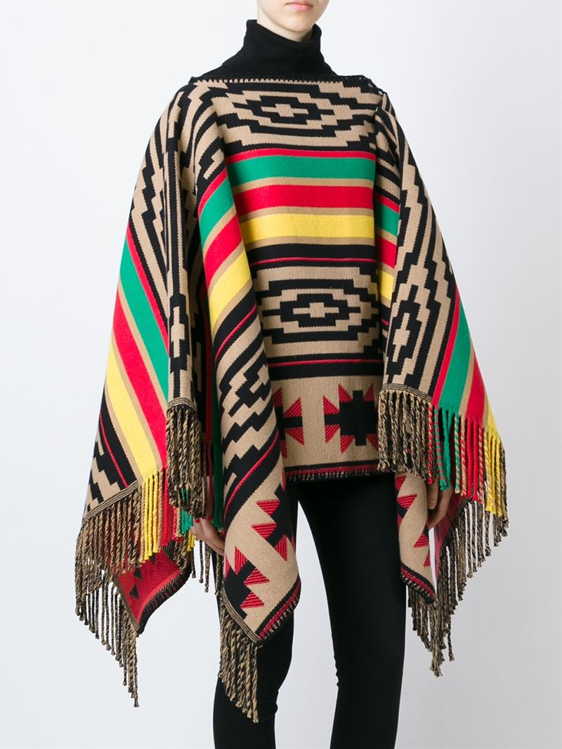 Lyst Dsquared Striped Aztec Print Poncho In Green   Dsquared2 Nude Neutrals Striped Aztec Print Poncho Beige Product 0 397181350 Normal 