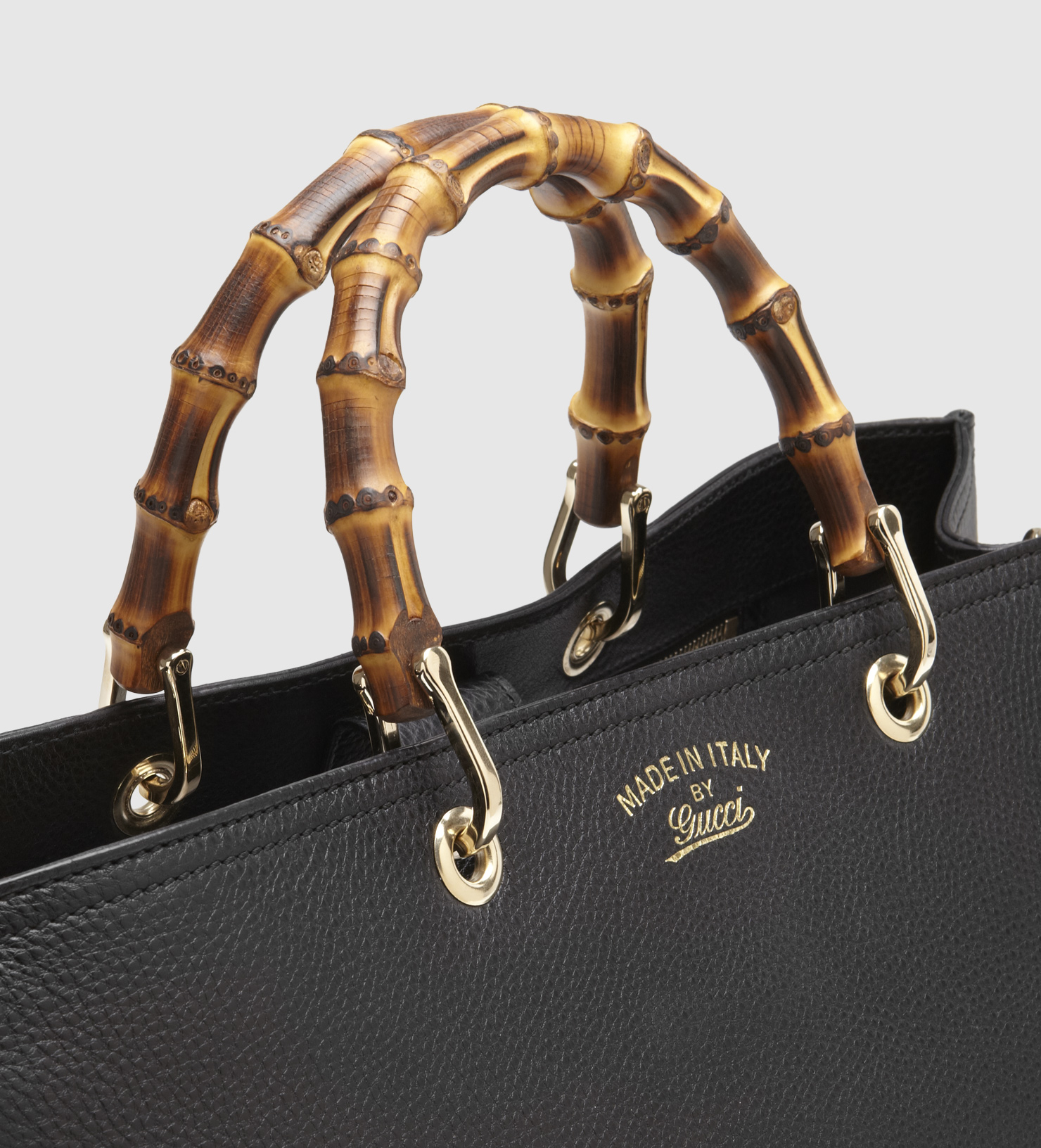 Lyst Gucci Bamboo Leather Tote in Black