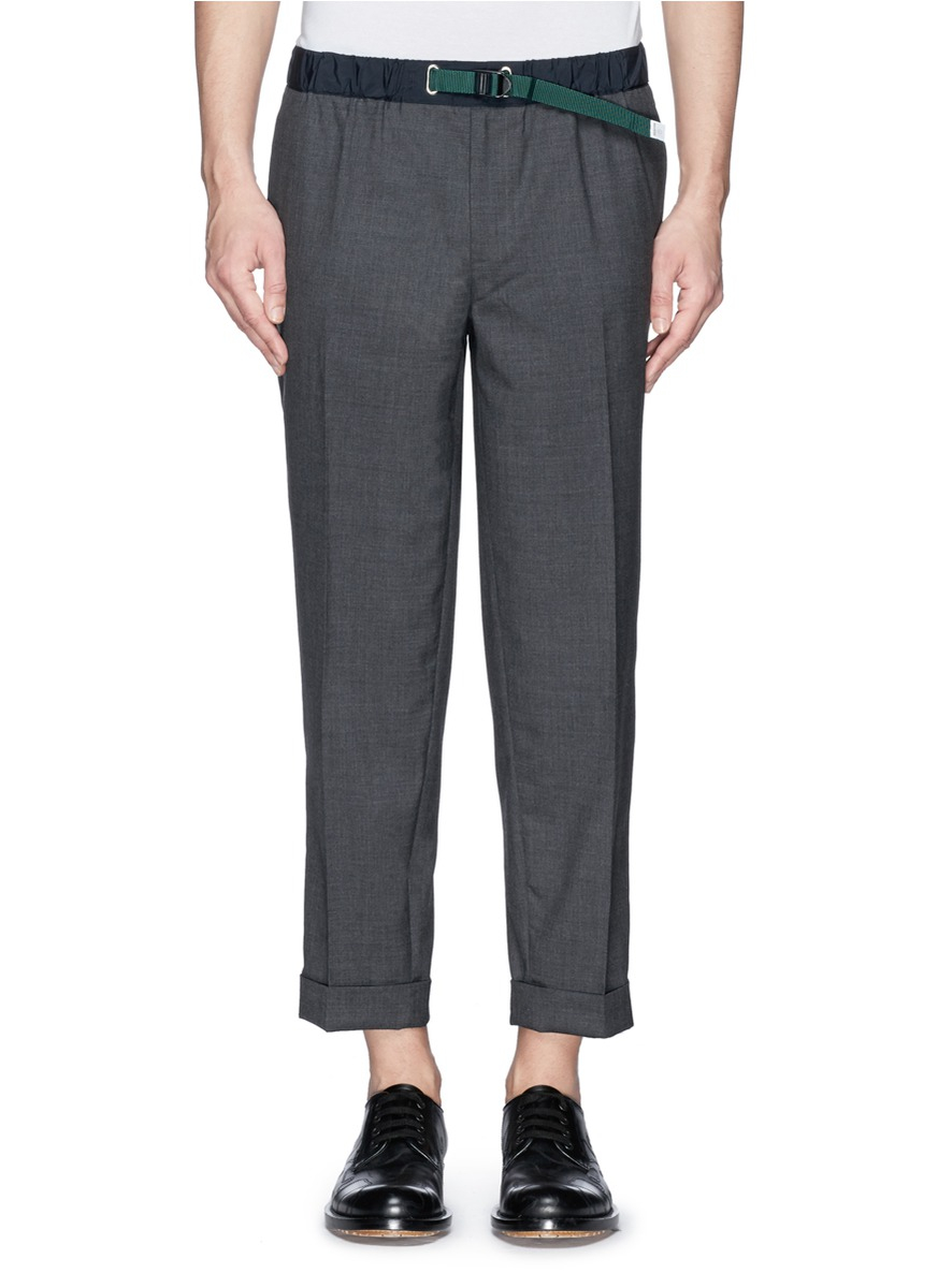 Kolor Nylon Waist Belted Wool Pants in Gray for Men (Grey) | Lyst