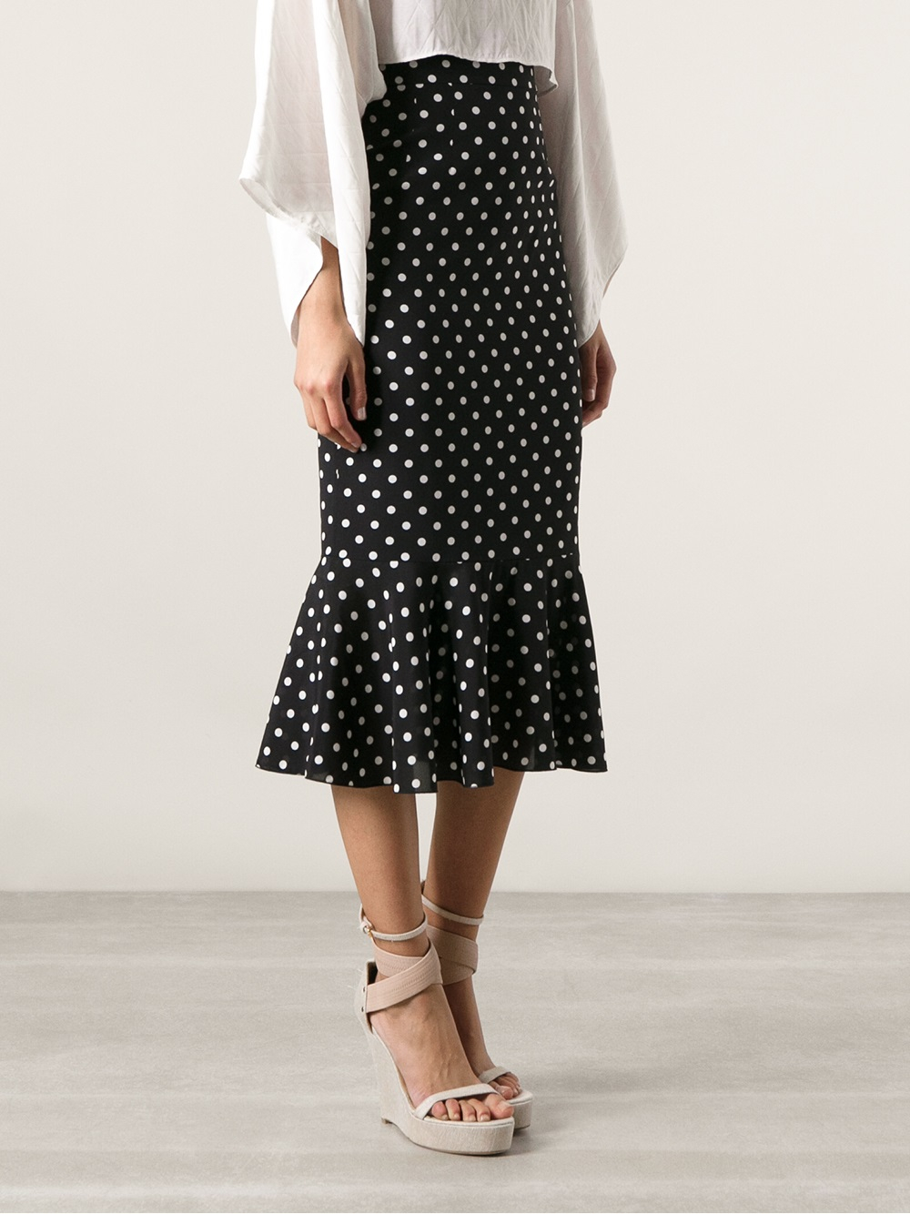 Lyst - Dolce & Gabbana Polka Dot Drill Dress in Black