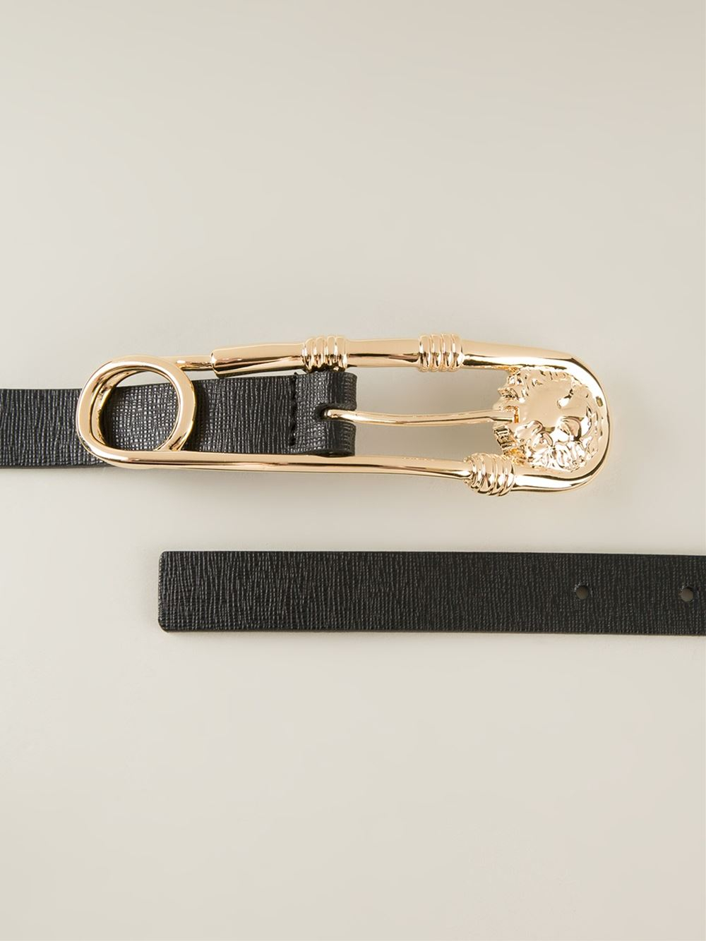 Versus 'Iconic Safety Pin' Belt With A GoldTone Hardware in Black Lyst