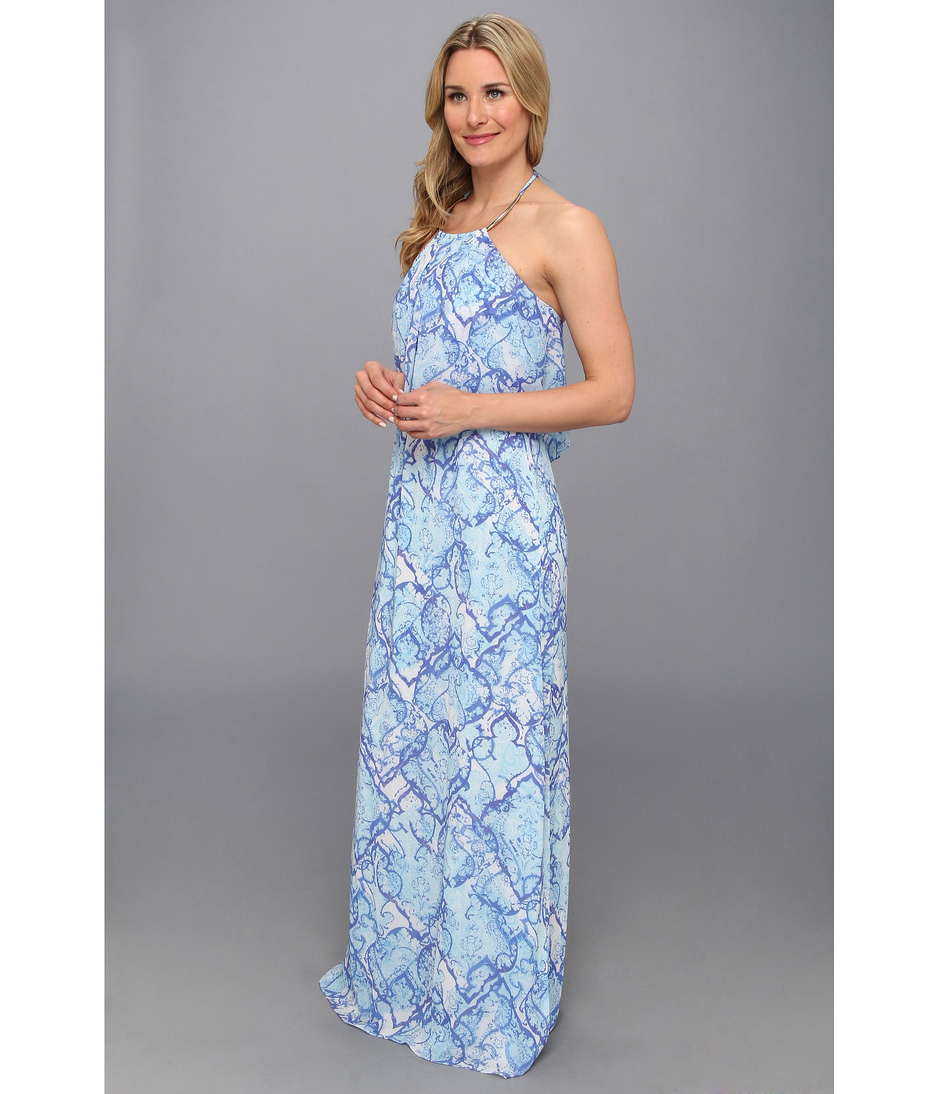 Blue Chiffon Maxi Dress