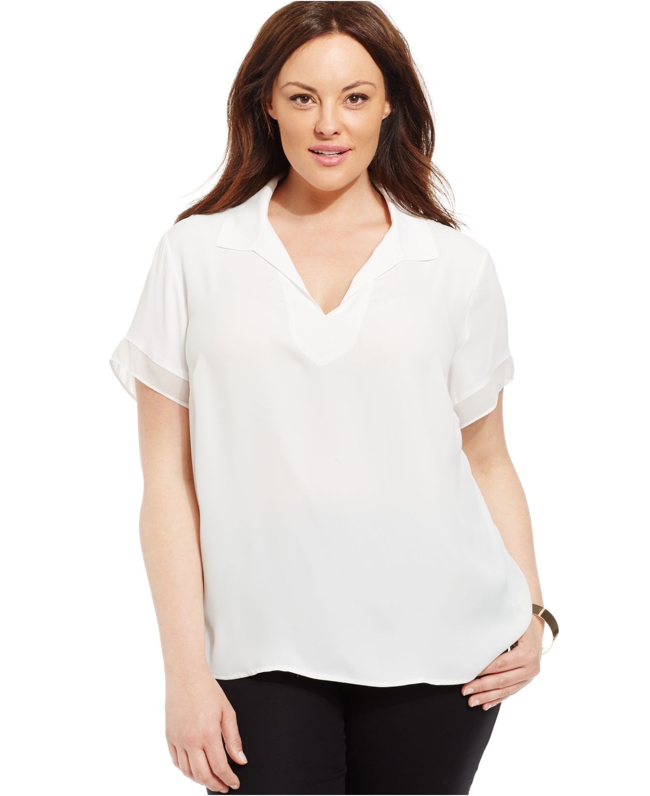 Lyst - Jones New York Collection Plus Size Short-sleeve Blouse in White