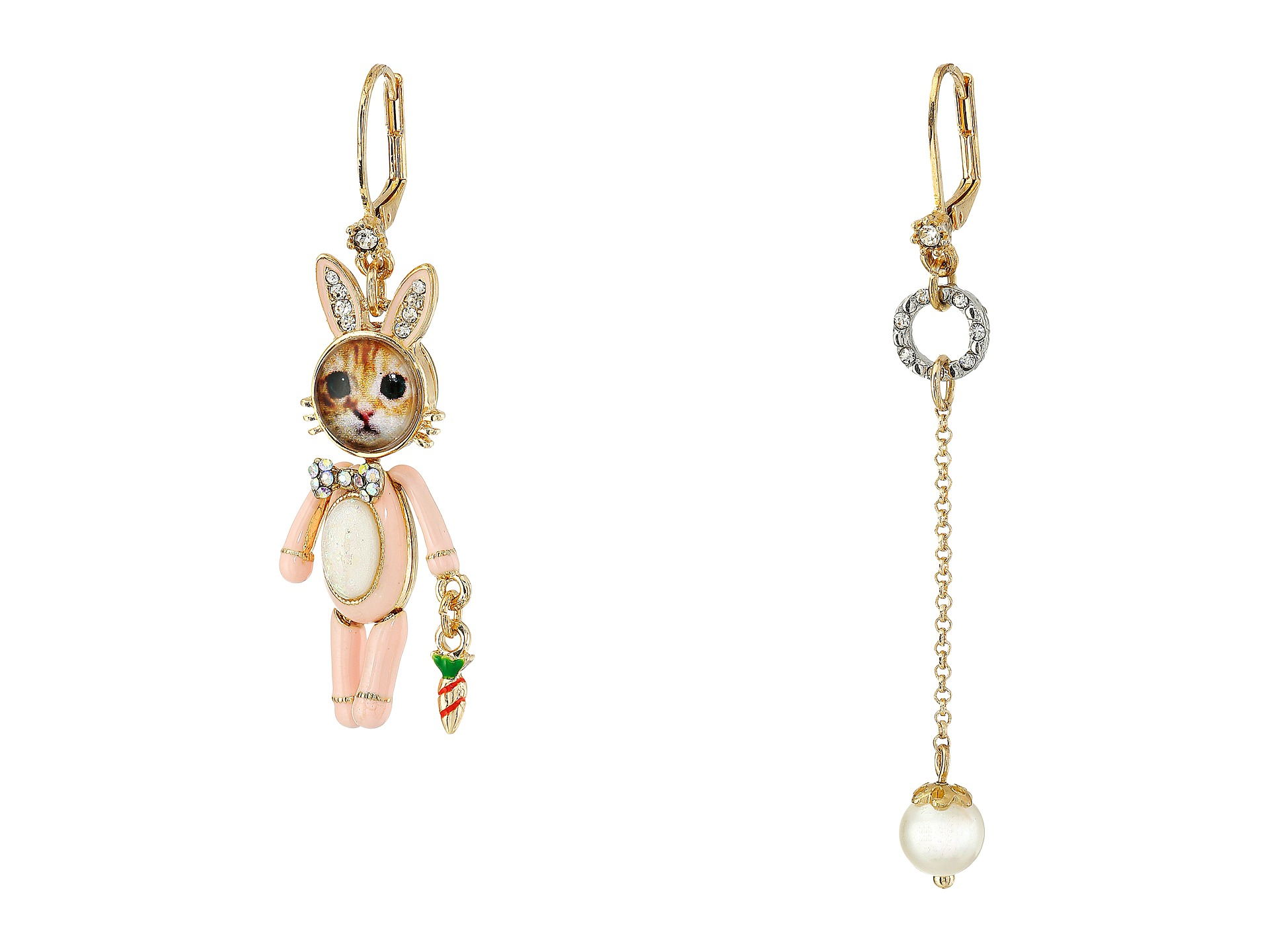 Lyst Betsey Johnson Costume Critters Bunny Non Matching Earrings Gallery