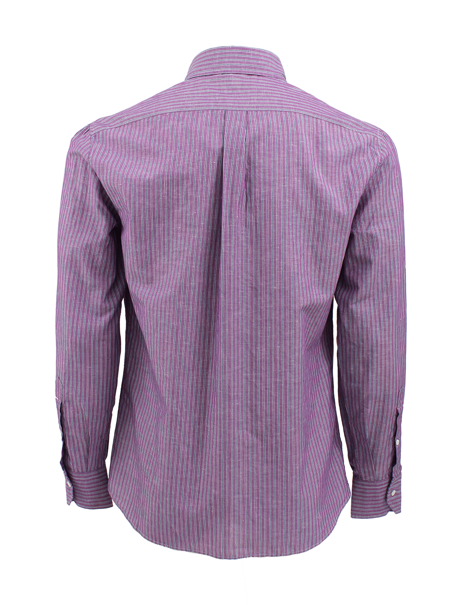 Brunello Cucinelli Stripe Button Down Shirt in Purple for Men (PLUMC625 ...