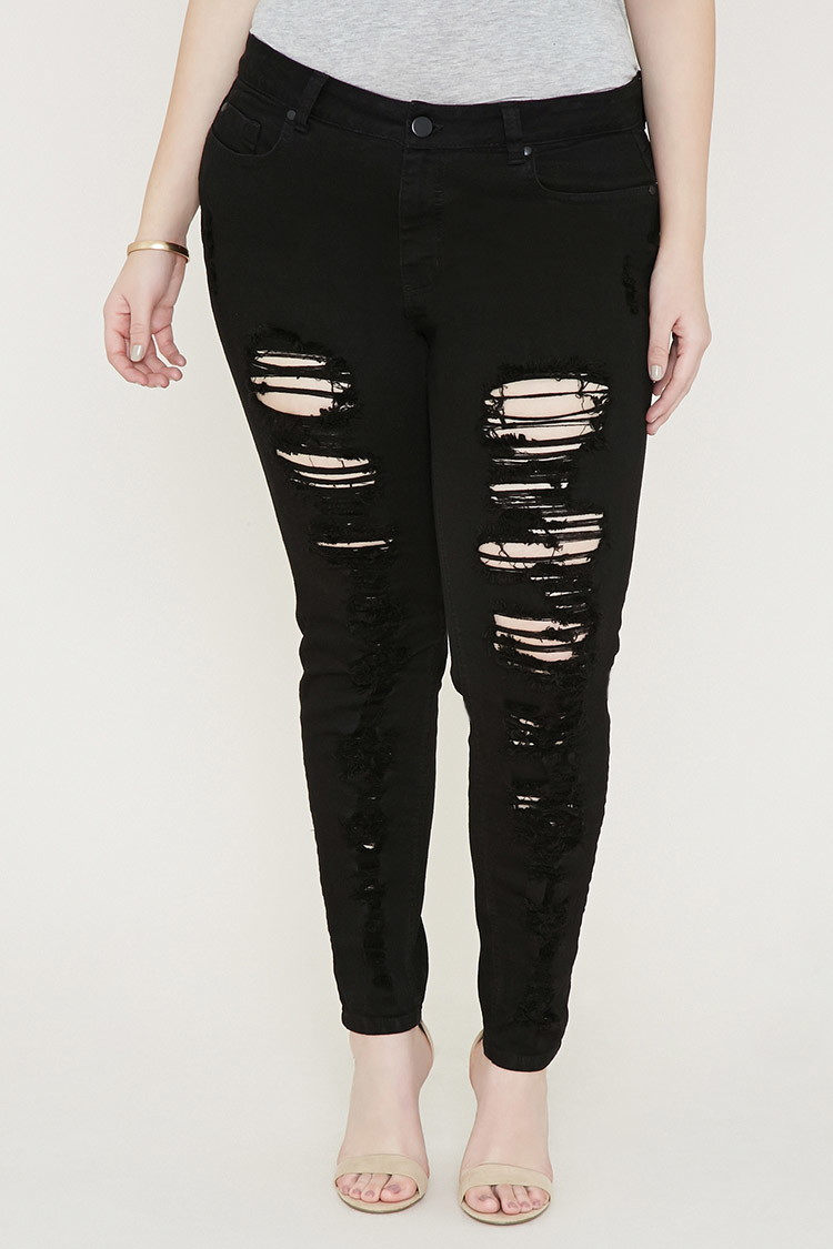 forever 21 black ripped jeans