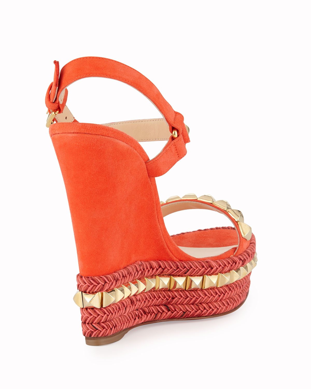 Christian louboutin Cataclou Studded Suede Red Sole Wedge Sandal ...