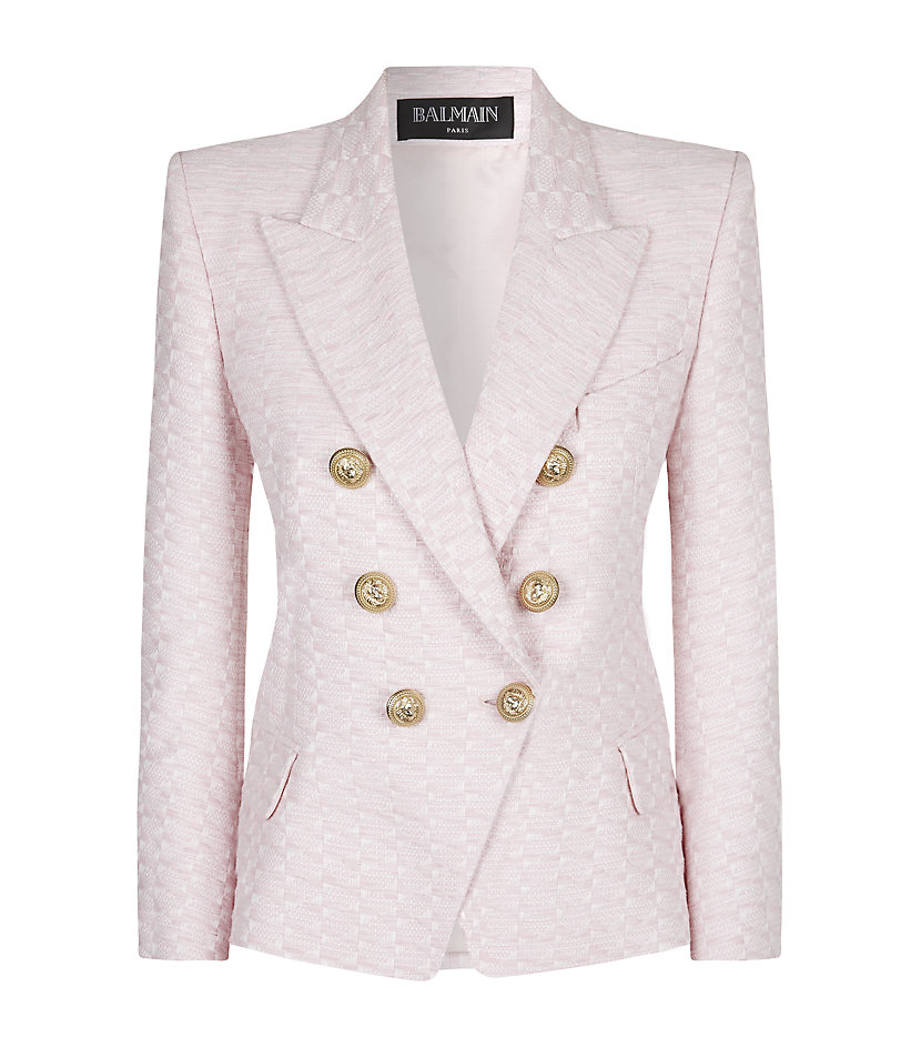 Balmain Tweed Blazer in Pink | Lyst