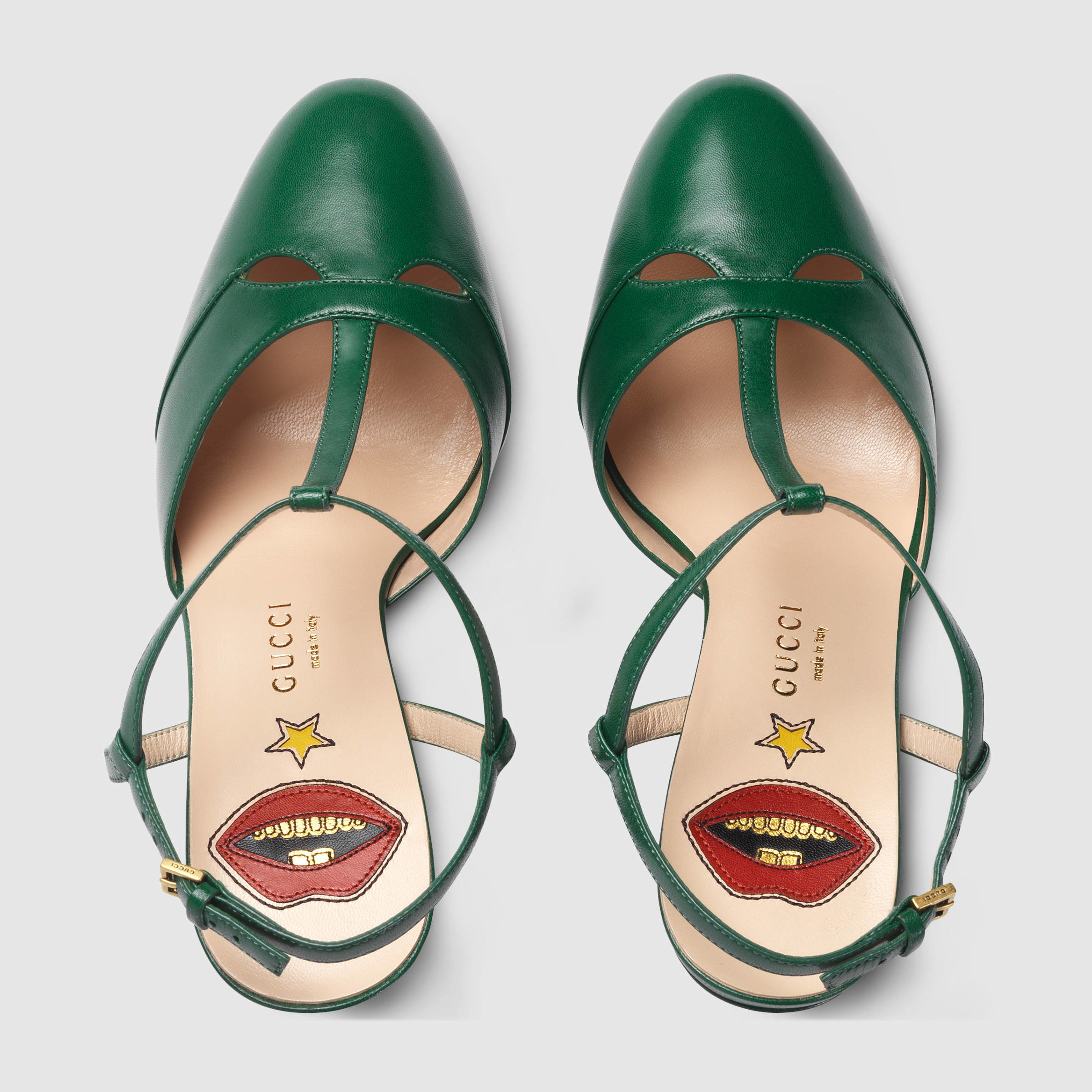 Gucci Leather Platform Pump in Green - Lyst