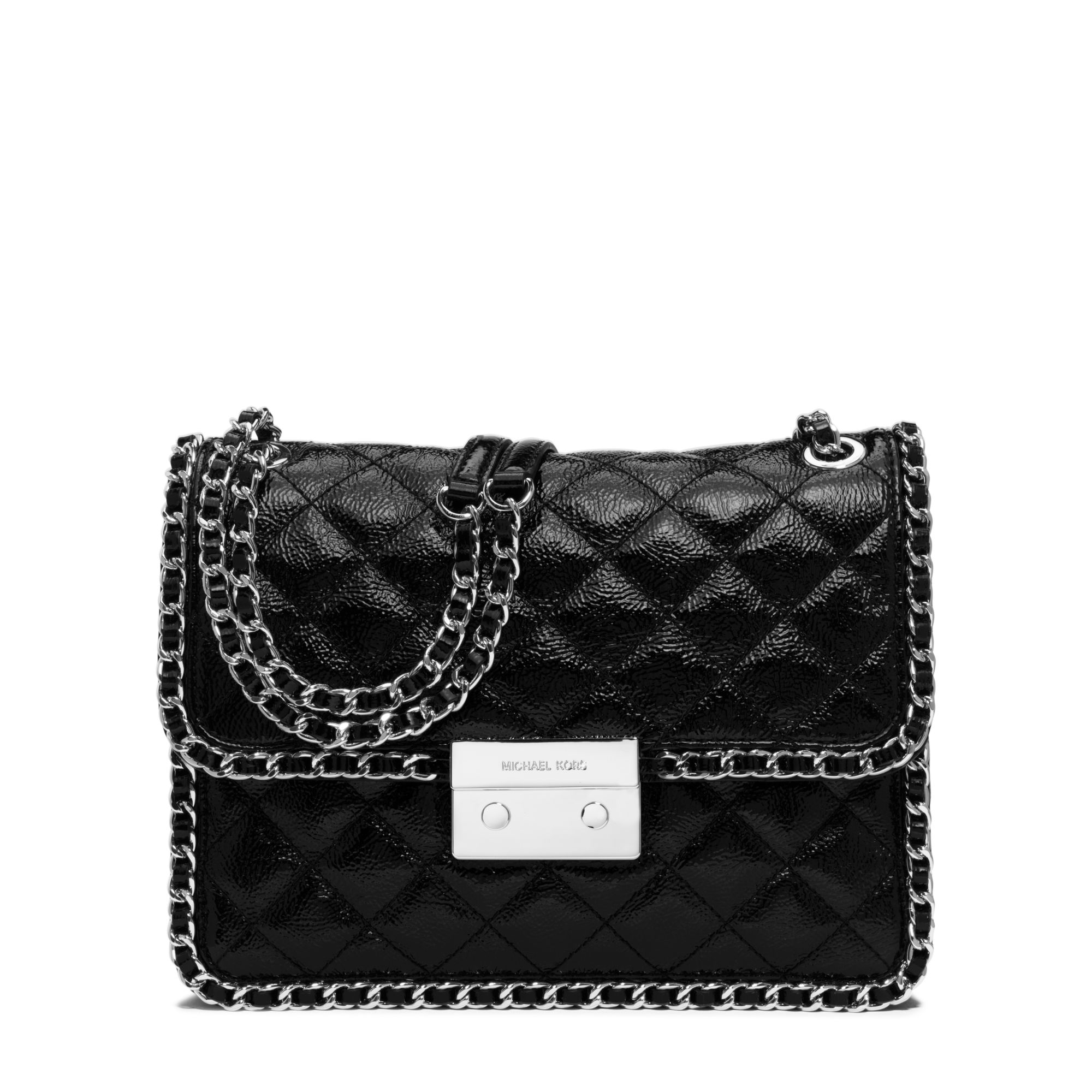 Lyst - Michael Kors Carine Large Quilted Patent-leather Shoulder Bag in ...
