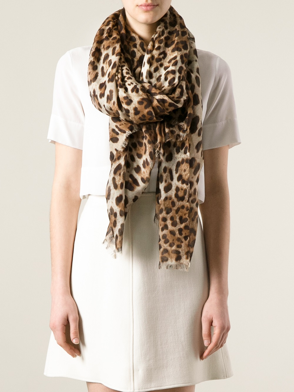 Lyst - Dolce & Gabbana Leopard-print Modal And Cashmere ...