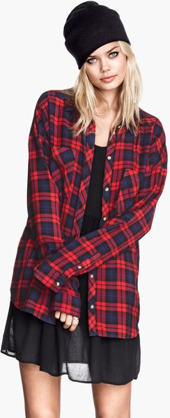 H&m Checked Shirt in Red | Lyst